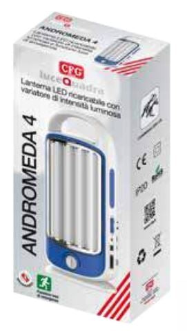 Lanterna LED ricaricabile con variatore di intensità luminosa e funzione di emergenza ANDROMEDA 4 - CFG EL044