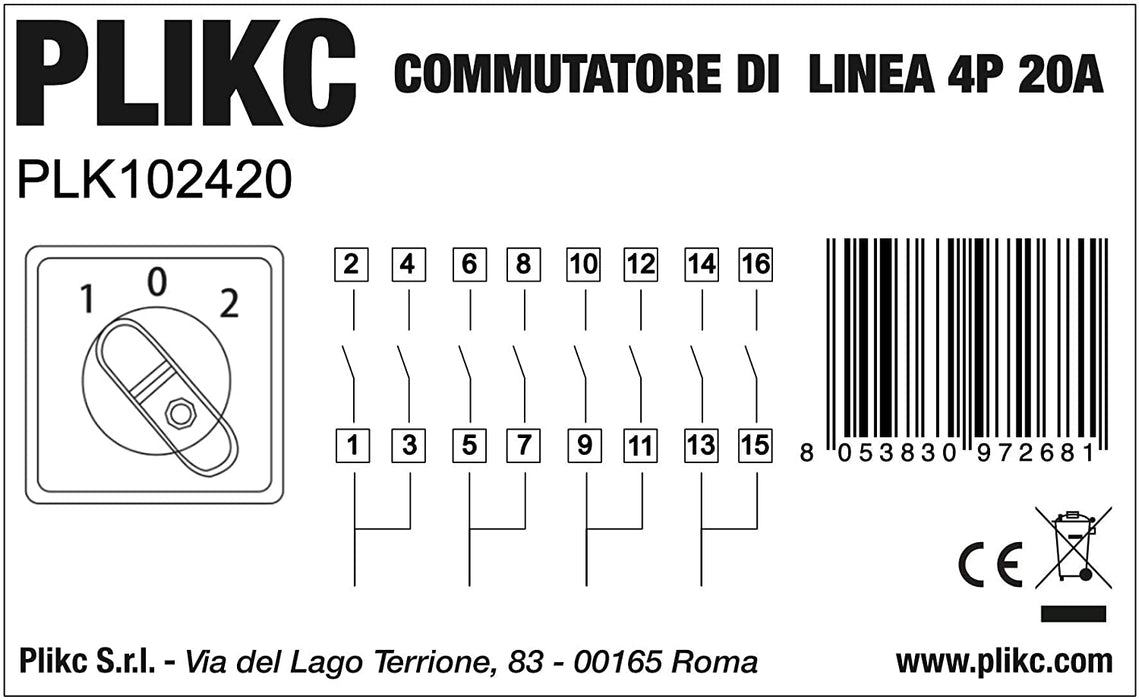Commutatore a camme rotativo (4P 25A) - PLIKC