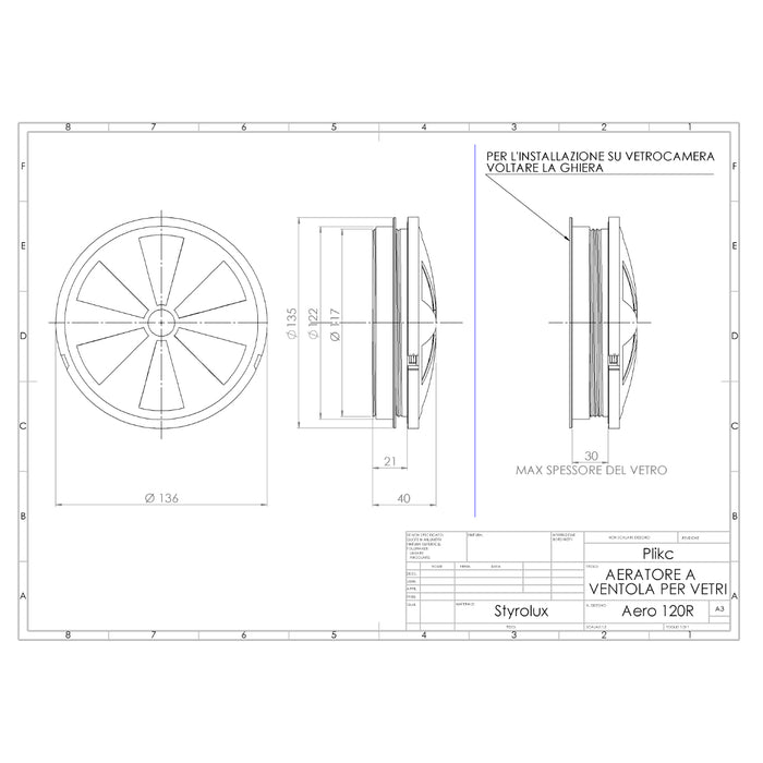 Aero R - aeratore a ventola con rete - PLIKC