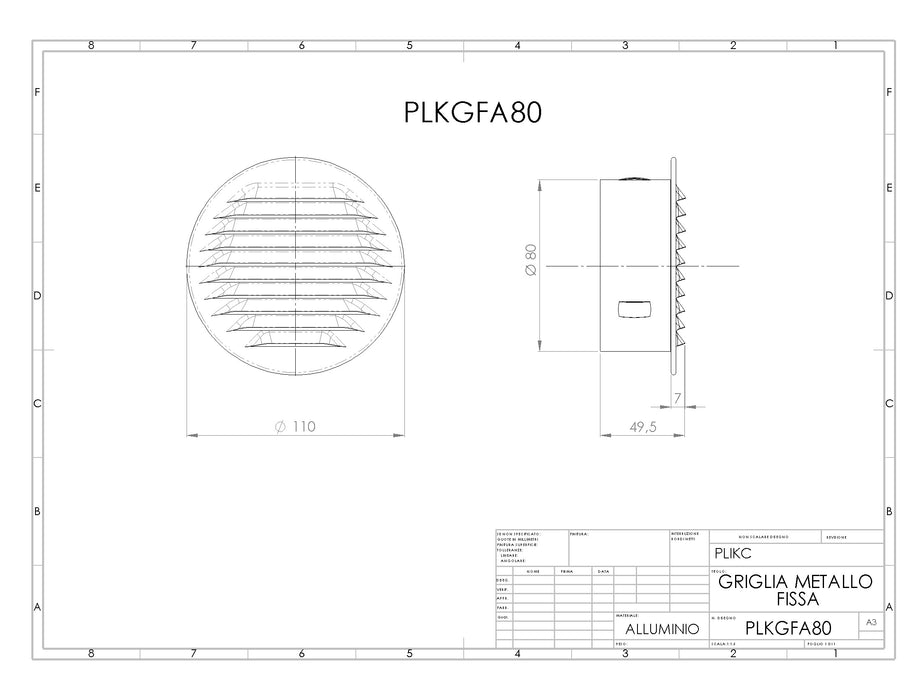 GFA - Griglia da muro in alluminio - PLIKC