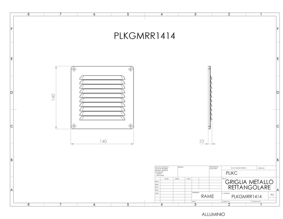 GMRR1414 - Griglia in rame 14/14 - PLIKC PLKGMRR1414