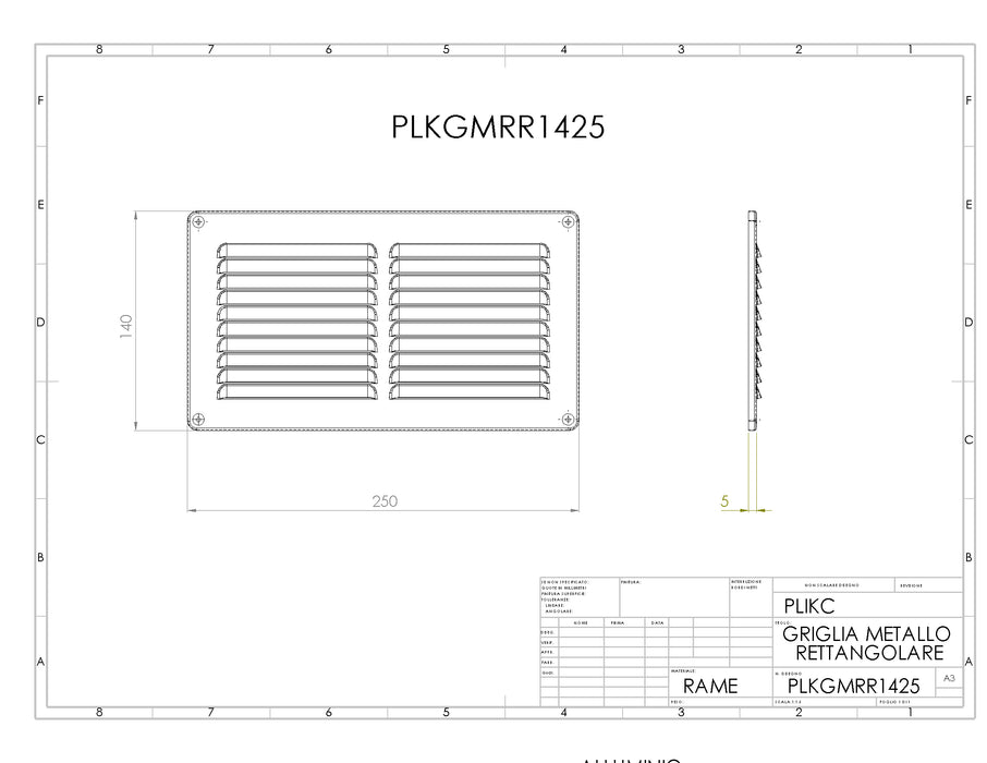 GMRR1425 - Griglia in rame 14/25 - PLIKC PLKGMRR1425