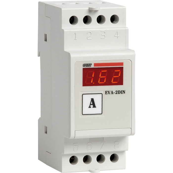 Amperometro digitale da barra DIN per la misura della corrente continua EVA-2DIN 10A DC - VEMER VM249000