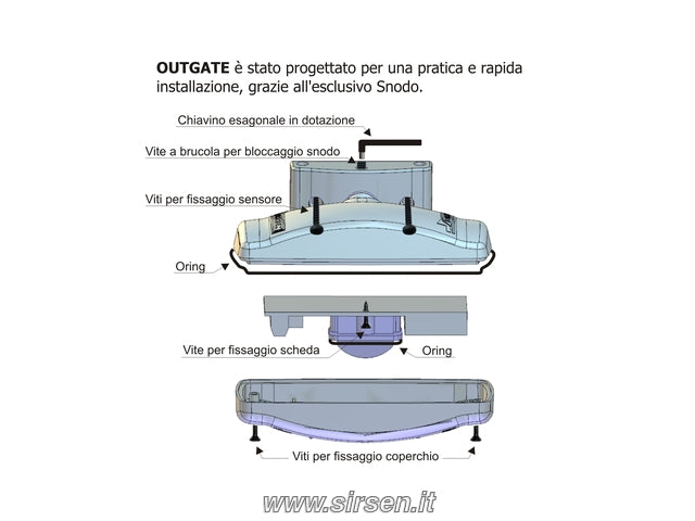Sensore infrarosso a tenda da esterno doppia tecnologia OUTGATE - SIRSEN