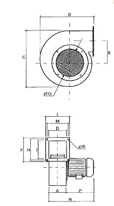 LCB34  ø C 120 Trifase Ventilatore centrifugo con motore direttamente accoppiato LUX