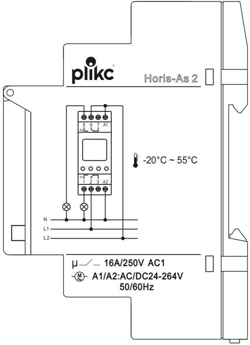 Plikc Horis AS2 Timer - Interruttore orario digitale (Astronomico 2 canali)
