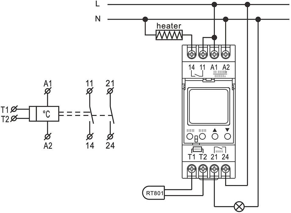 Termoregolatore digitale modulare completo di sonda range da -20 a +130°C - Alimentazione 24-240Vac/dc Plikc TRM