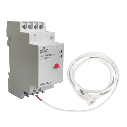 Interruttore crepuscolare modulare con sonda esterna IP65 contatto da 25A - 3000W - plikc SUN